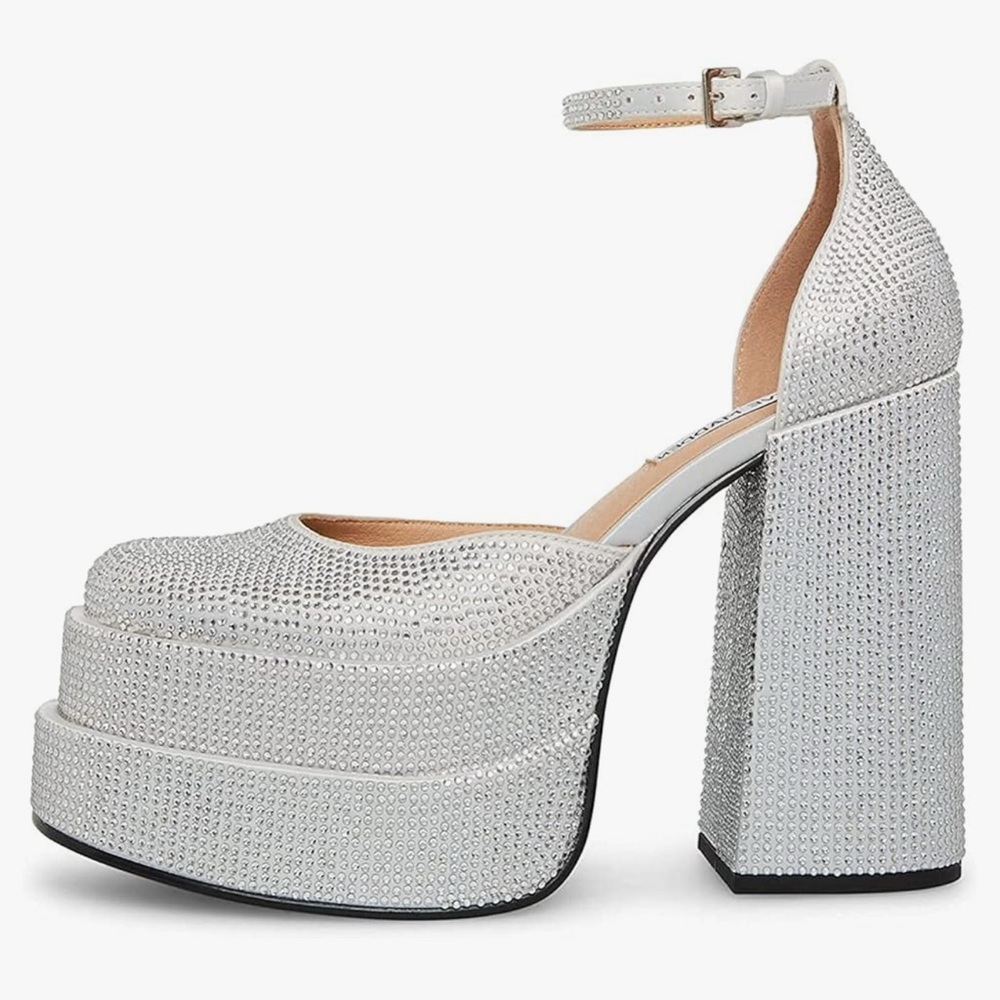 Steve Madden Charlize silver sparkly platforms